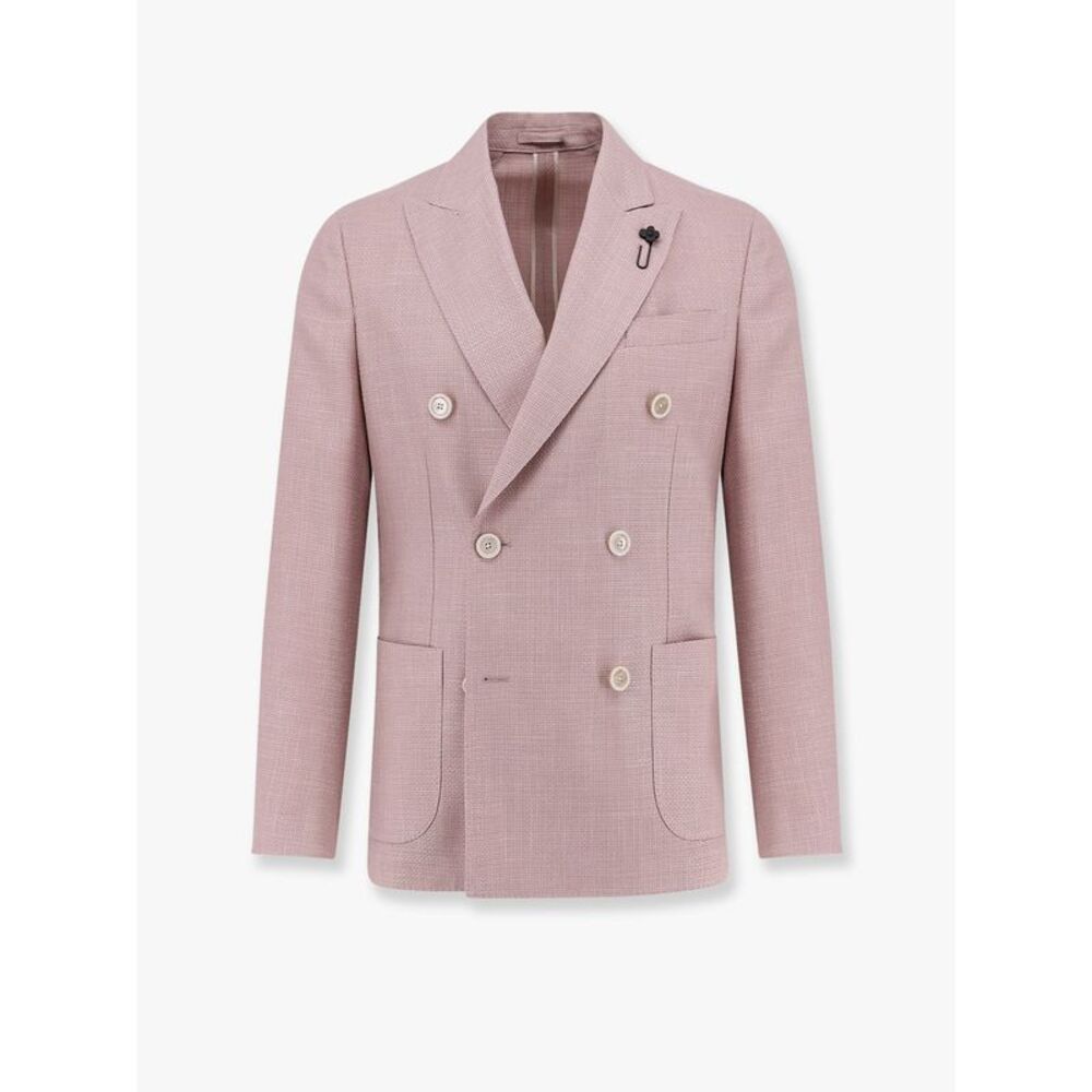 Lardini Men Roma Double-Breasted Blazer With Removable Iconic Brooch